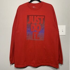 The Nike Tee Mens T-shirt XL Red Just Do It Loose Fit Long Sleeve